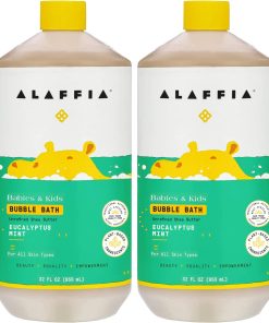 Alaffia Babies and Kids Bubble Bath, Gentle Baby Essentials for Delicate Skin, Cleansing & Calming Bubbles, Plant Based Formula, Vegan, Lemon Lavender (2 Pack - 32 Fl Oz Ea)