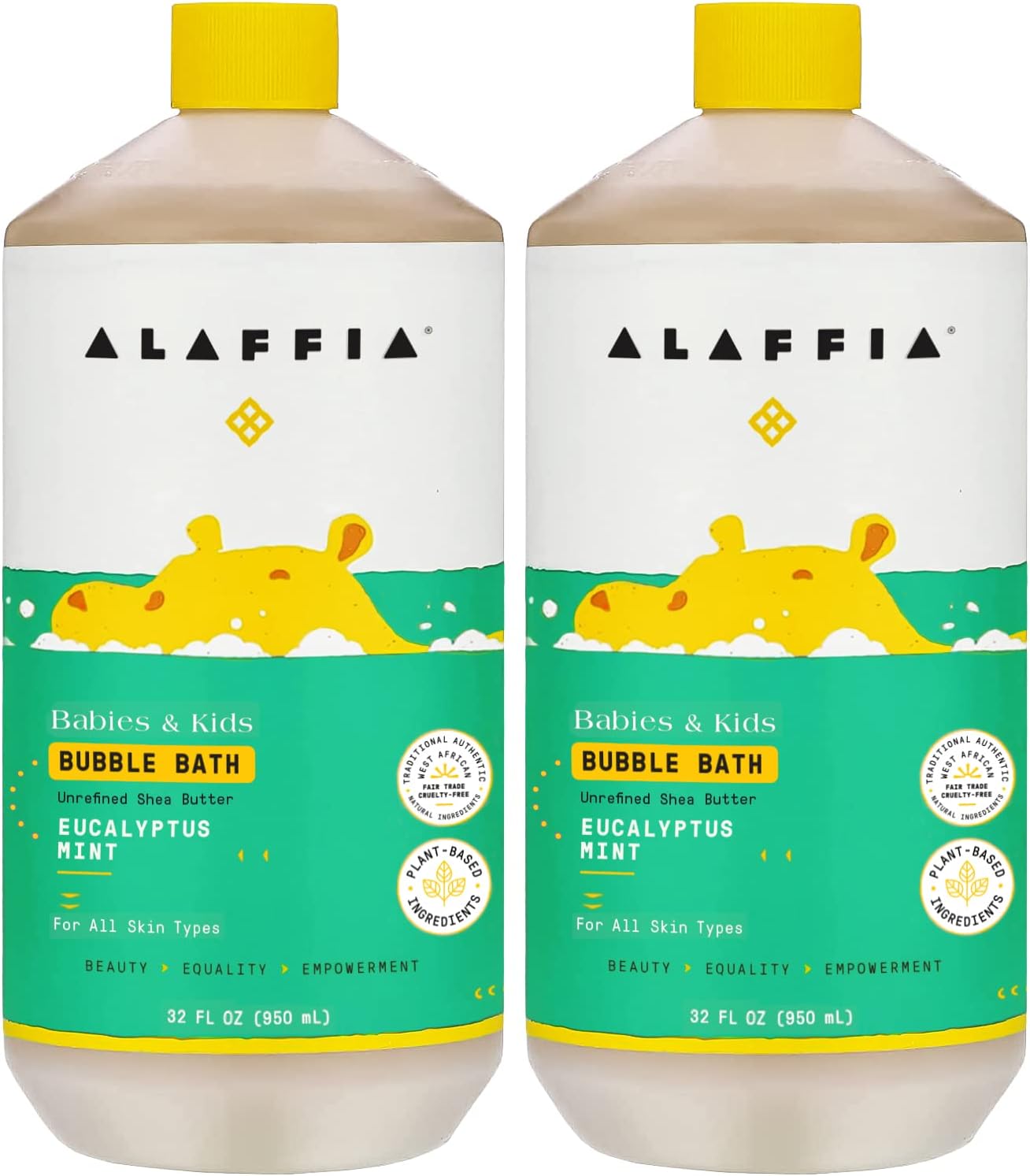 Alaffia Babies and Kids Bubble Bath, Gentle Baby Essentials for Delicate Skin, Cleansing & Calming Bubbles, Plant Based Formula, Vegan, Lemon Lavender (2 Pack - 32 Fl Oz Ea)