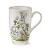 Easter Bunny Rabbit in Clover Tall Coffee Tea Mug White Bone China Dishwasher Safe, 18 oz. - Multi