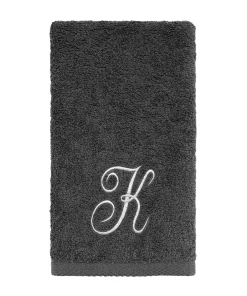Avanti Linens Granite/Silver Script Monogram Fingertip Towel Letter K - Fingertip Towel