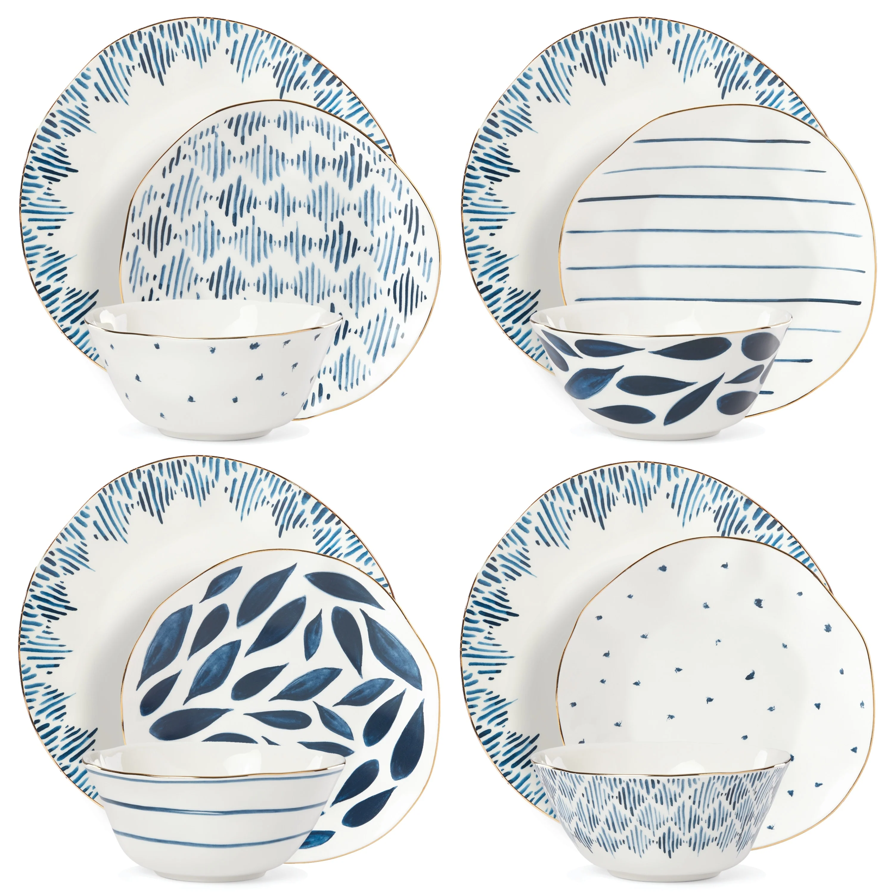 Blue Bay 12-Piece Dinnerware Set Blue