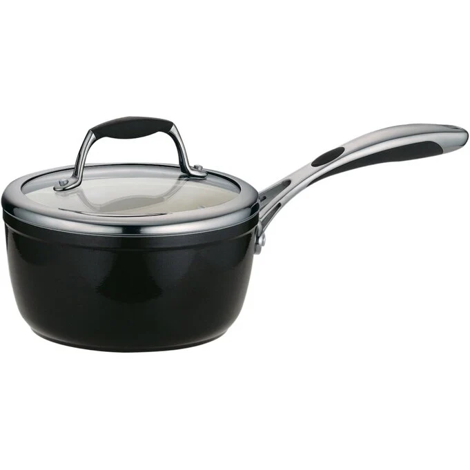 1.5-Quart Gourmet Ceramica Deluxe Covered Sauce Pan, Non Stick Black (80110/024DS)