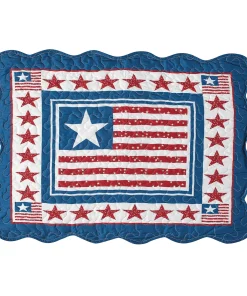 American Stars and Stripes Blue Border Scallop Pillow Sham