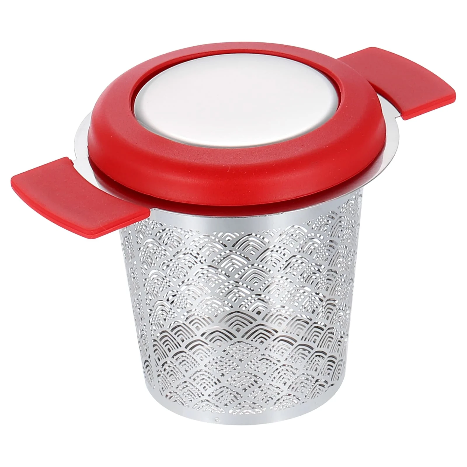 1 Pcs Tea Infuser Filter with Lid, Tea Strainer, Red