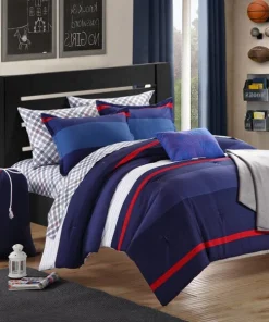 Chic Home Trevor Printed Colorblock 9-piece Dorm Room Bedding Set