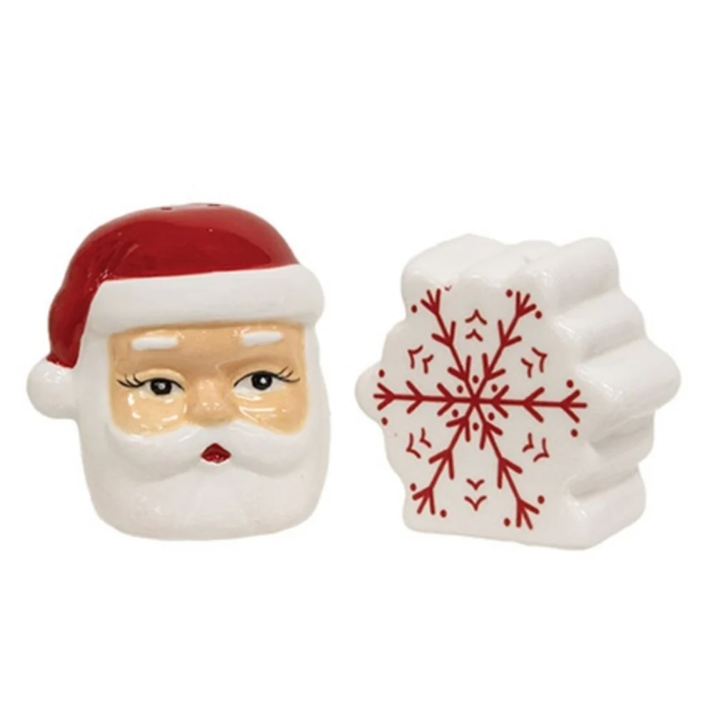 2/Set - Ceramic Santa & Snowflake Salt & Pepper Shakers - Multi