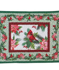 Holiday Cardinal and Poinsettias Pillow Sham