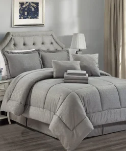 10-piece Solid Plaid Comforter Set