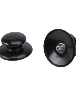 Home Plastic Round Design Skillet Frying Pan Pot Lid Cover Knob Handgrip 2 Pcs - Black,Silver Tone - 6 x 3.3cm/2.4" x 1.3"(D*H)