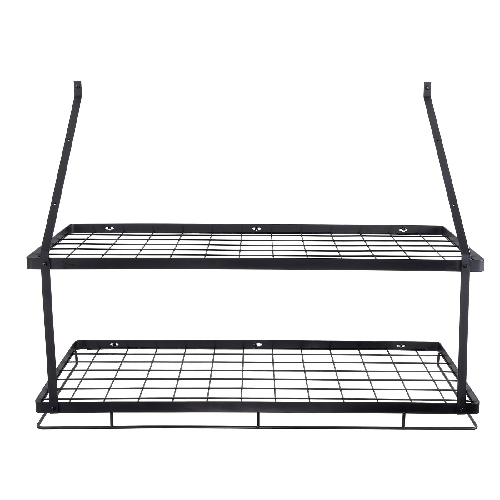 30 Inch Black Steel Wall Mounted Pot and Pan Hanging Rack with 12 S Hooks Ideal for Utensils and Cookware