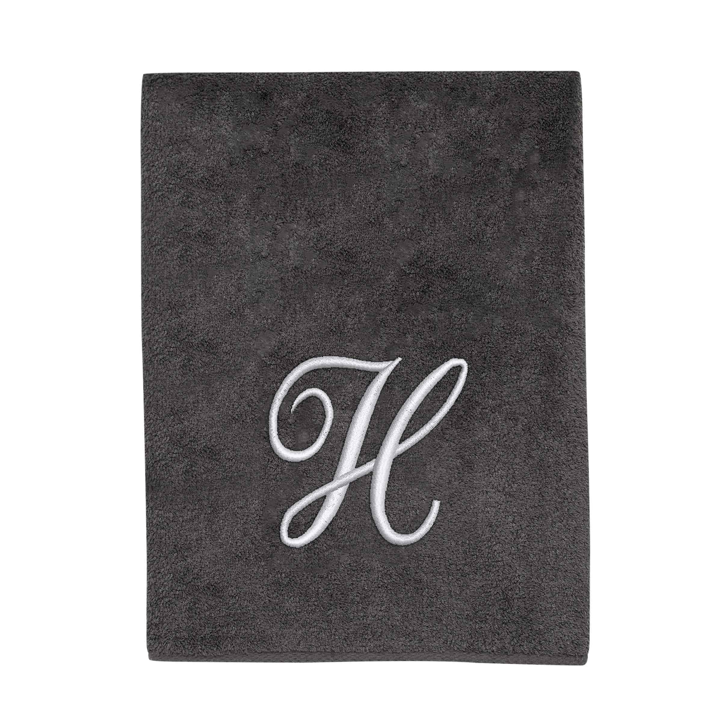 Avanti Linens Granite/Silver Script Monogram Bath Towel Letter H - Bath Towel
