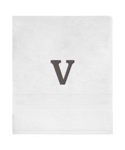 Avanti Linens Wht/Gry Block Monogram Bath Towel - Bath Towel