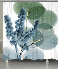 Laural Home Blue Lily of Eucalyptus 71" x 72" Shower Curtain
