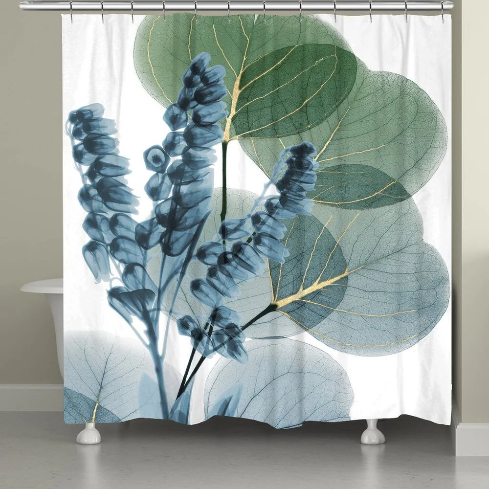 Laural Home Blue Lily of Eucalyptus 71" x 72" Shower Curtain