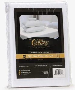 Linen Classique Luxury Zippered Pillow Protector - Premium Sateen Cotton Fabric 320 Thread Count, Wrinkle Resistant