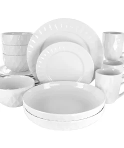 Elama Sienna 18 Piece Stoneware Dinnerware Set in White
