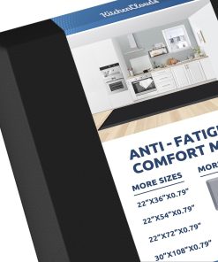 KitchenClouds Kitchen Mat Cushioned Anti Fatigue Rug 17.3"x28" Waterproof, Non Slip, Standing and Comfort Desk/Floor Mats for House Sink Office (Black)