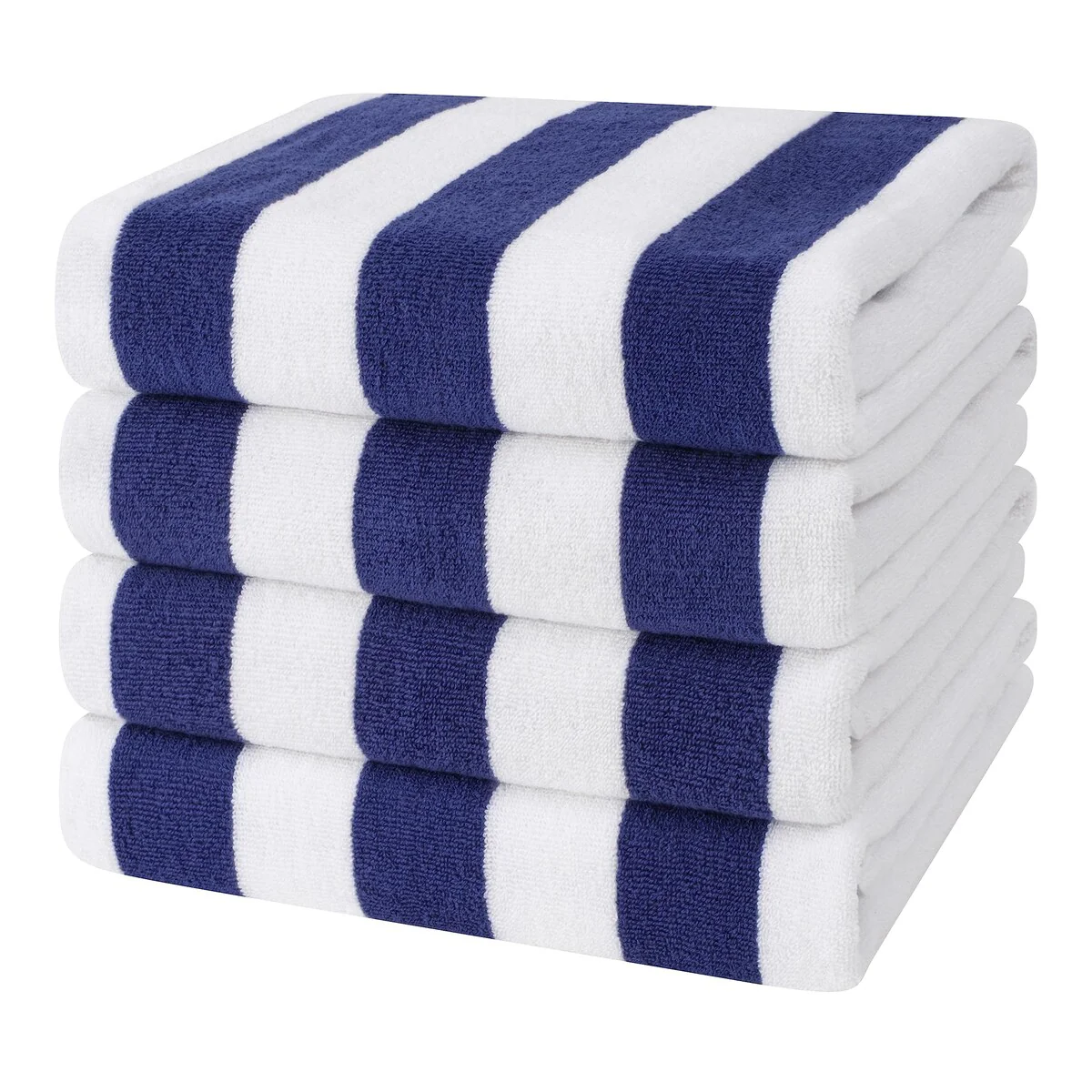 , Cabana Stripe Beach Towels 4 Packed, 100% Cotton Extra Large Pool Towels, Oversized Swim Towels, Soft Absorbent Quick Dry