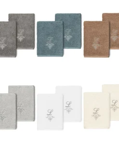 Authentic Hotel and Spa 100% Turkish Cotton Monica 2PC Embellished Washcloth Set