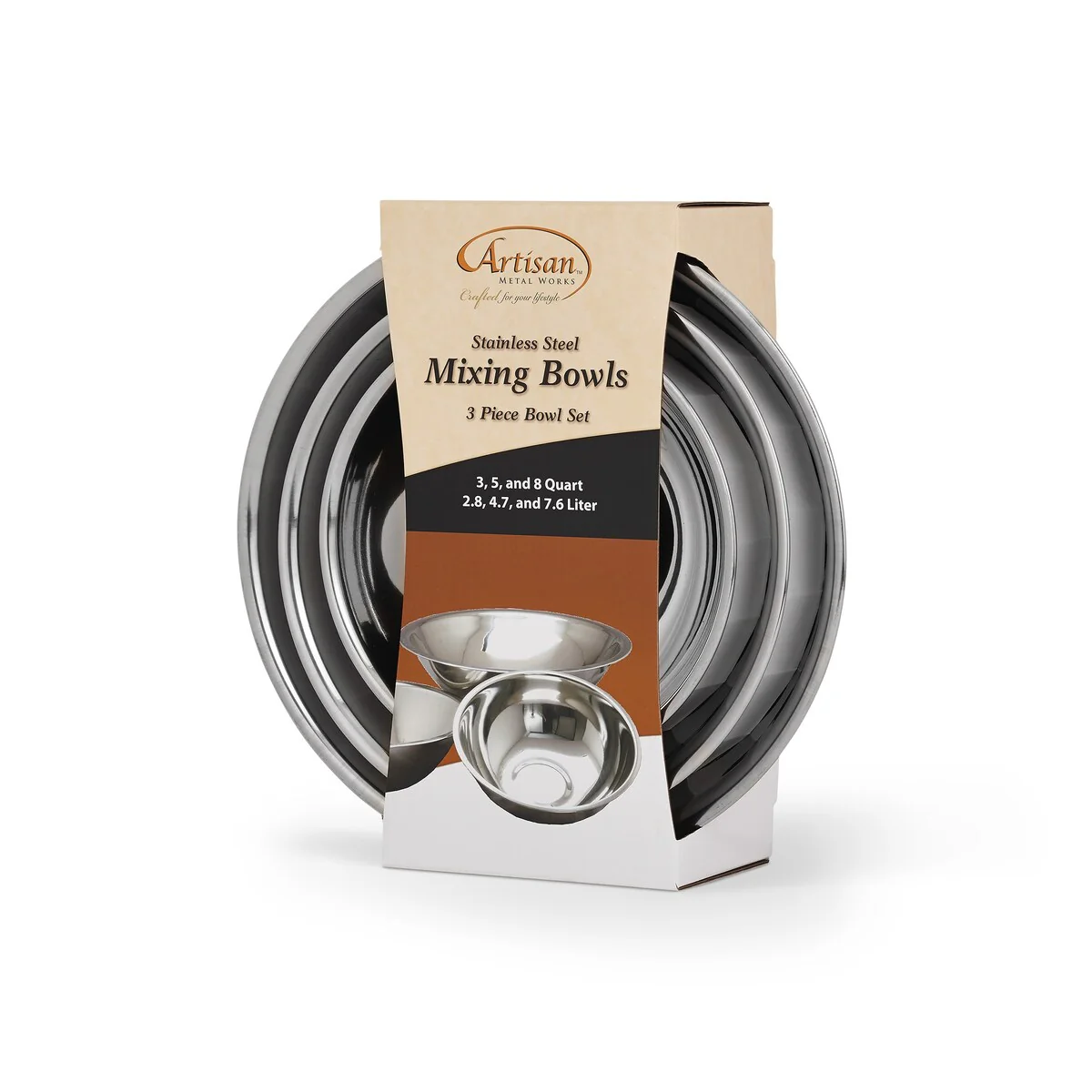 Artisan 3-Piece Stainless Steel Mixing Bowl Set