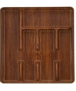 Kitchen Details 5 Compartment Wood Look Cutlery Tray - 10.24" x 13.39" x 1.77"
