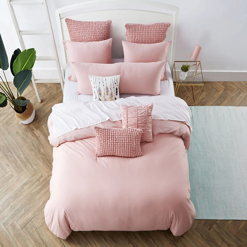 Jersey Knit Cotton Duvet Set in Pink