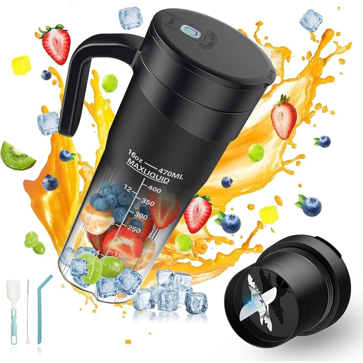 16oz Rechargeable Portable Smoothie Blender with 6 Blades