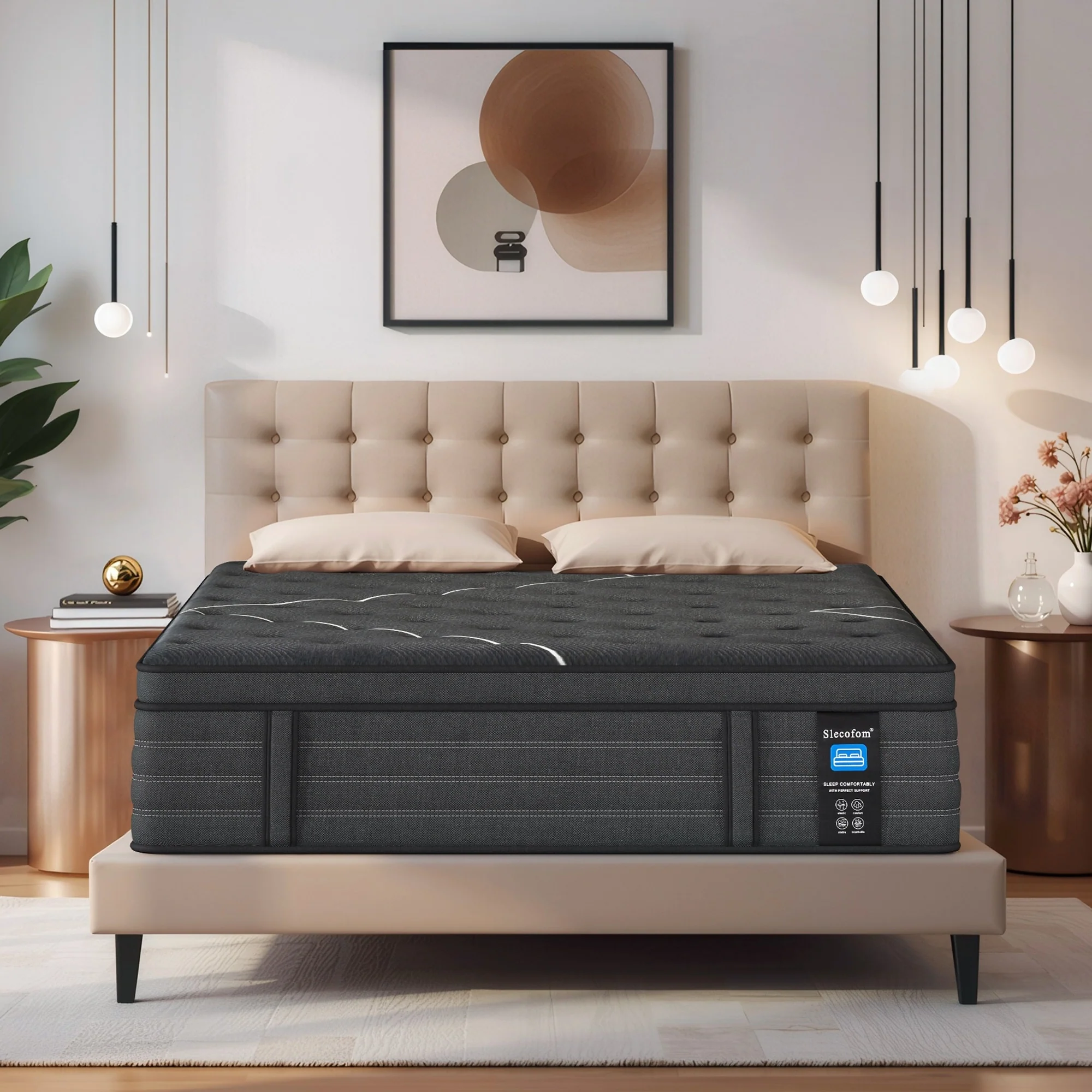 14'' Pillow Top Hybrid Mattress with Pocket Coil Support, Extra Firm