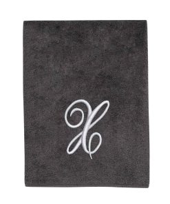 Avanti Linens Granite/Silver Script Monogram Bath Towel Letter X - Bath Towel